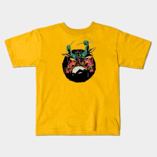 Funny Monster Drummer Cartoon Kids T-Shirt